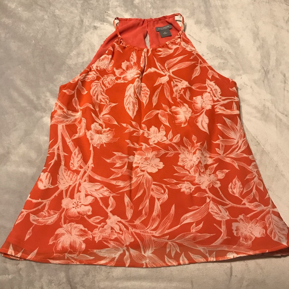 Ann Taylor Floral Silk Top Size 0P